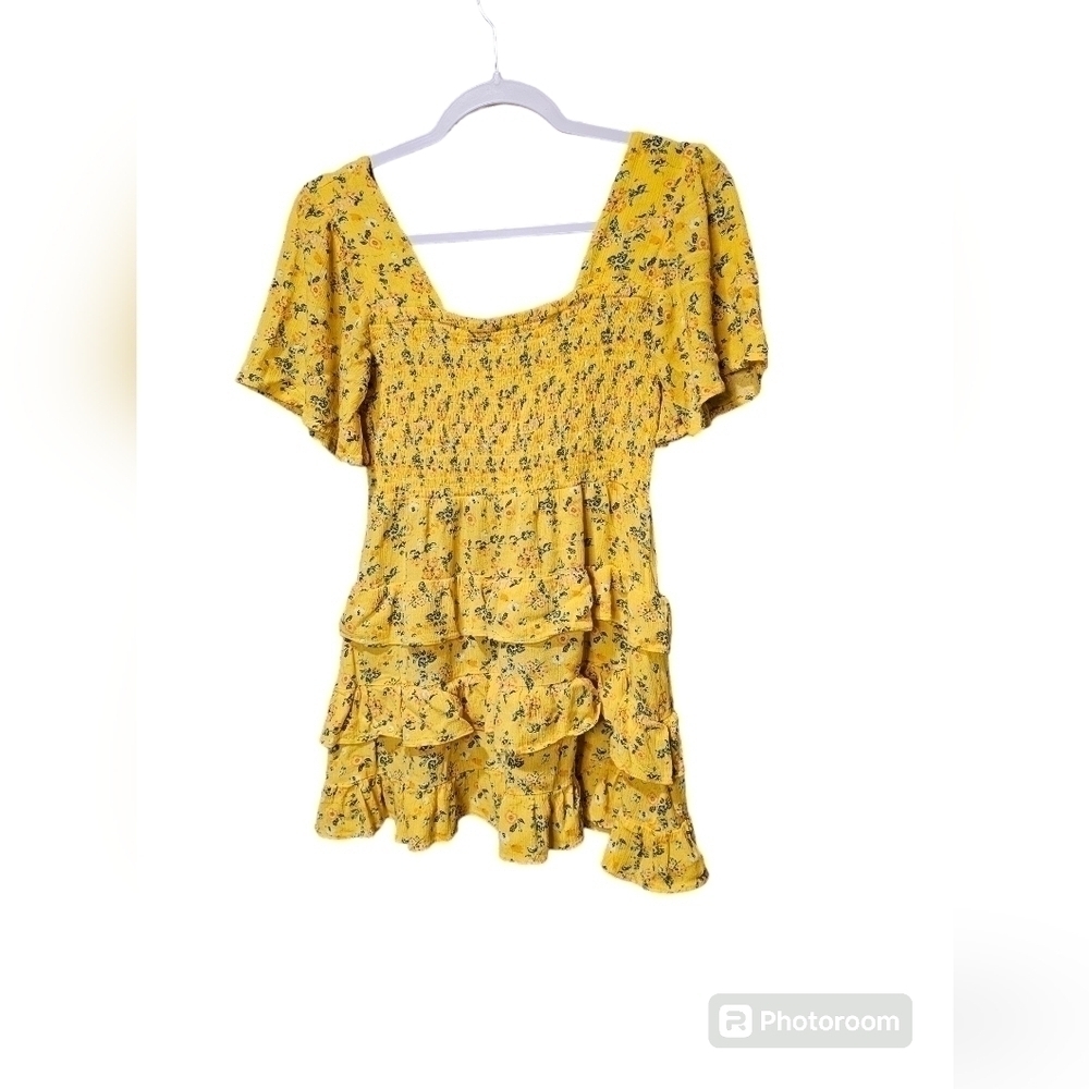 Chelsea & Violet Yellow Floral Mini Dress